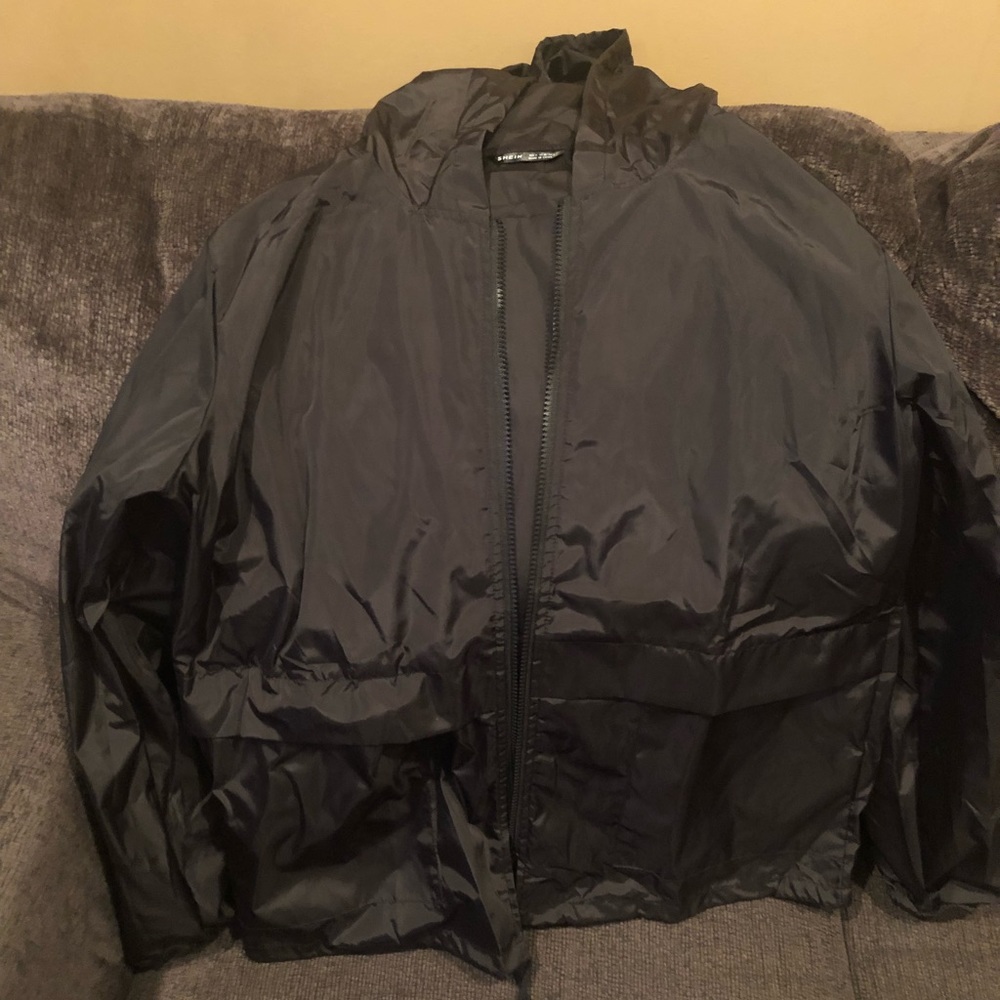 Shein black windbreaker with hood Sz Small